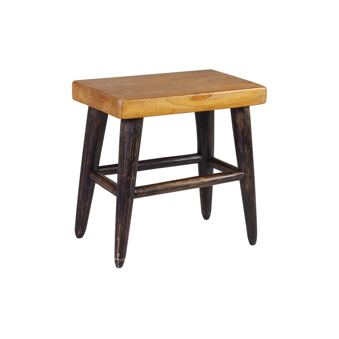 Teak black L stool m-y