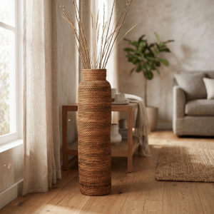 Rattan large vase g-n