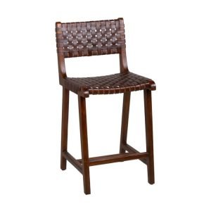 Σκαμπό μπαρ Teak leather 2 m-y